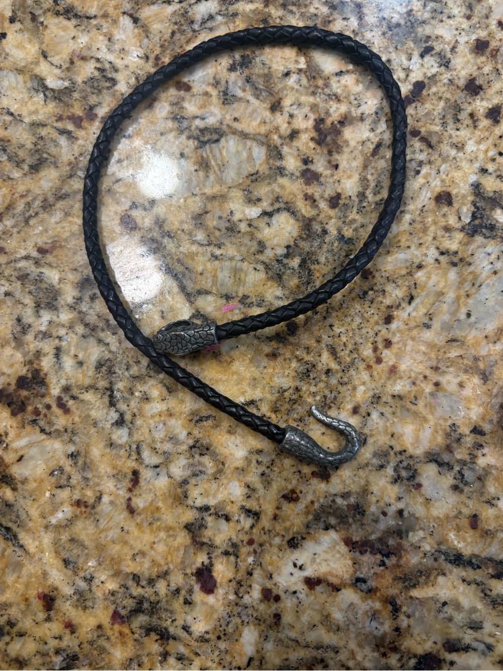 Men’s Armani Exchange leather and pewter serpent wrap bracelet